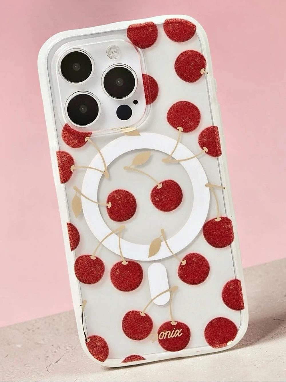 Sonix iPhone 15 Pro Clear & Red Cherry Floral Phone Case Like New
